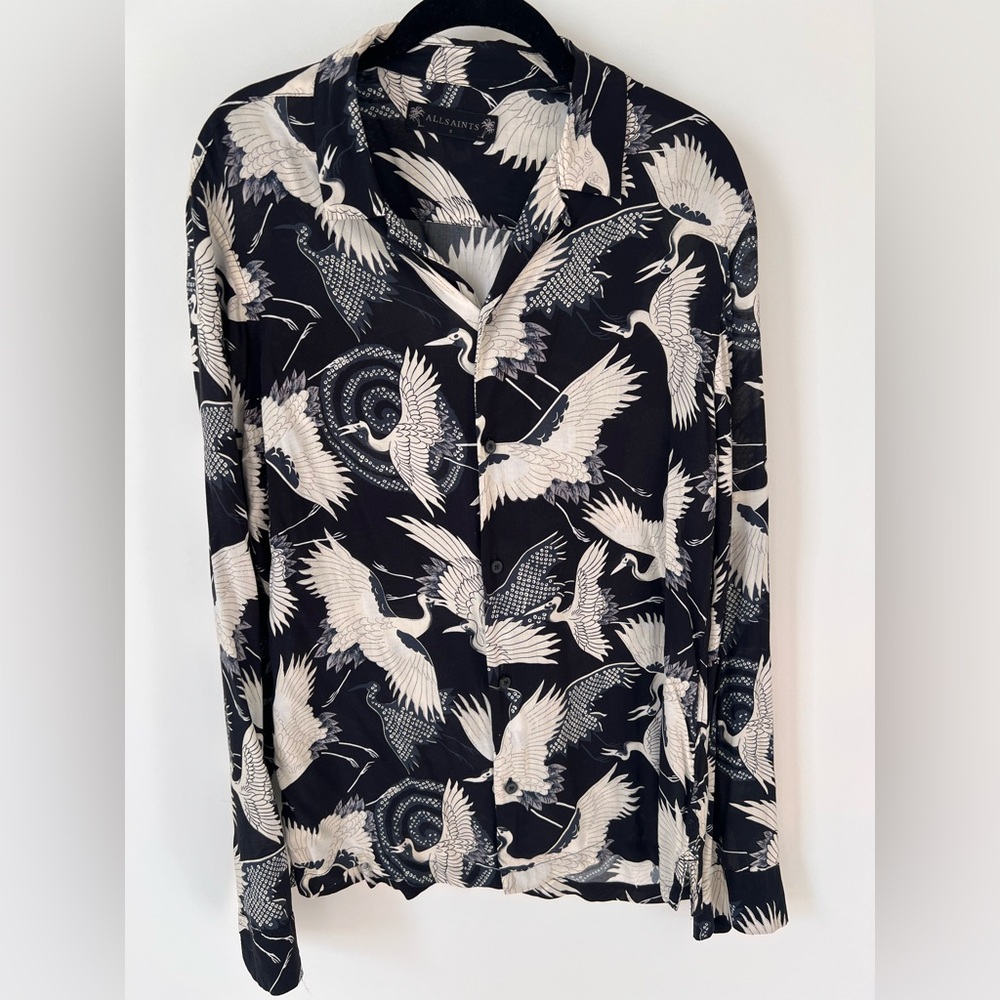 AllSaints Black and White Patterned Men's Shirt